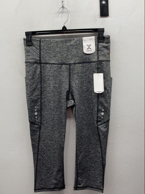 Xersion Women's Capri Leggings Gray Space Dye High Rise Compression NWT Sz L