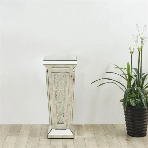 Elegant Decor Modern 36" Clear Crystal Mirrored Accent Pedestal End Table - Picture 2 of 6