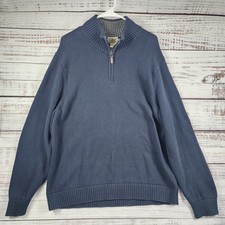 L.L.Bean Cotton Quarter Zip Pullover Sweater Mens XL Reg Blue Knit 287736