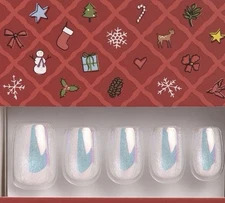 Red Aspen Press On Short Coffin Holographic Cat Eye Flurries of Glam, Gia❄️