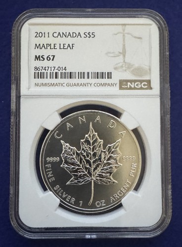 2011 Canada $5 Maple Leaf NGC MS67 1oz .9999 Fine Silver
