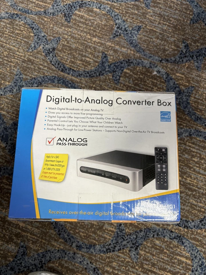 Digital-to-Analog Converter Box STB7766G1 Analog Pass-Through Remote TV Tuner Ne - Image 3 of 4