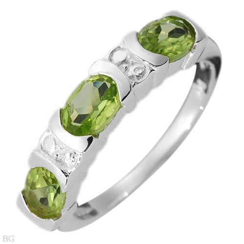 1.15ctw -3 Stone Peridot Band Ring-Size 7-SSilver-$99.00-Reduced
