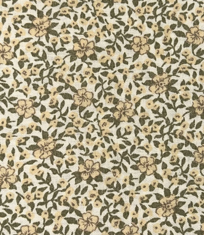 Marcus Vtg Cotton Floral Fabric 46”x5.6Yds Beige Daisies on White & Green Leaves - Image 2 of 4