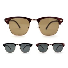 Mens Glass Lens Hipster Classic Half Horn Rim Iconic Sunglasses