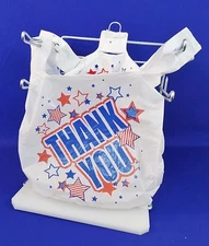 Americana THANK YOU White Plastic T-Shirt Bags 11.5" x 6" x 21" Bags ONLY