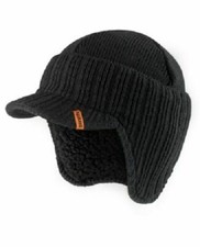 Scruffs Black Winter Peaked Beanie | Thermal Insulated Outdoor Work Hat/Cap