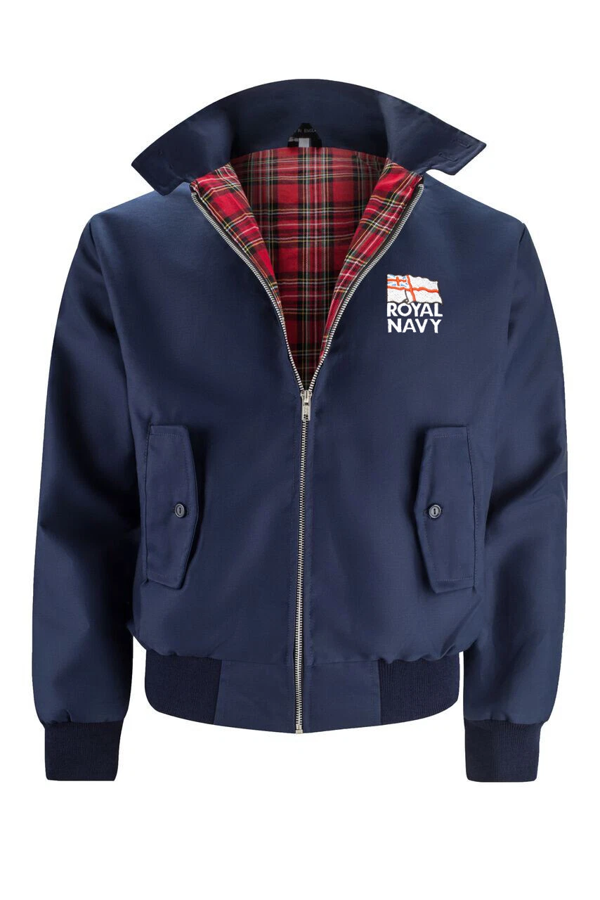 The Royal Navy embroidered White Ensign Harrington Jacket Classic Bomber Jacket
