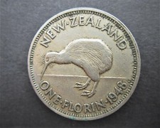 NEW ZEALAND 1948 ONE FLORIN / SNIFF'S ANCIENT COINS