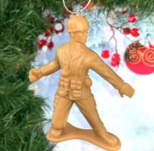 LARGE OVER SIZE 4" Tan Version Green Army Men Man Custom Christmas Tree Ornament