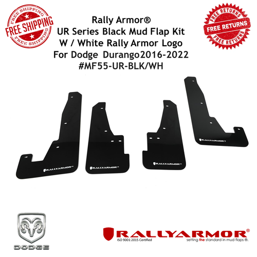 Rally Armor UR Black Mud Flap W/White Logo For 1622 Durango GT / RT
