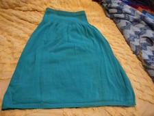 Vintage Women's Skirt Teal Acrylic Knit 26" Waist