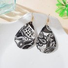 Retro Jewellery Geometric Pattern Black White PU Leather Water Drop Earrings
