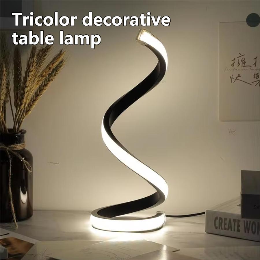 Dimmable LED Spiral Table Lamp Modern Bedside Light for Bedroom Office