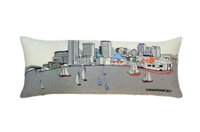 35 White Baltimore Daylight Skyline Lumbar Decorative Pillow