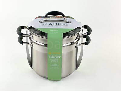 Masterclass Healthy Options Stainless Steel 6-qt Stockpot & Steamer 2 Tier & Lid