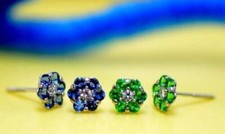 14k White Gold Flower Stud Earrings with Screw Back