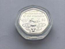 2019 ISLE OF MAN PETER PAN ~ TICK TOCK CROCODILE 50 FIFTY PENCE COIN BU BUNC