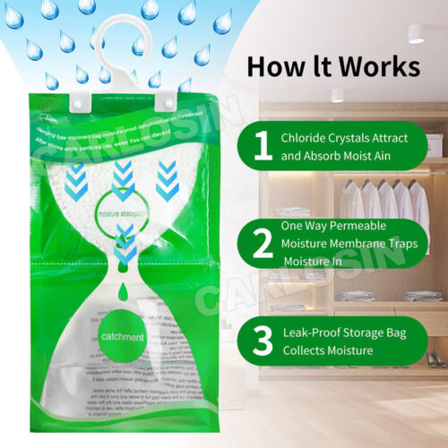 Dehumidifier Bag Moisture Absorber Hanging Wardrobe Drying Anti-mold Agent NEW - Picture 3 of 12
