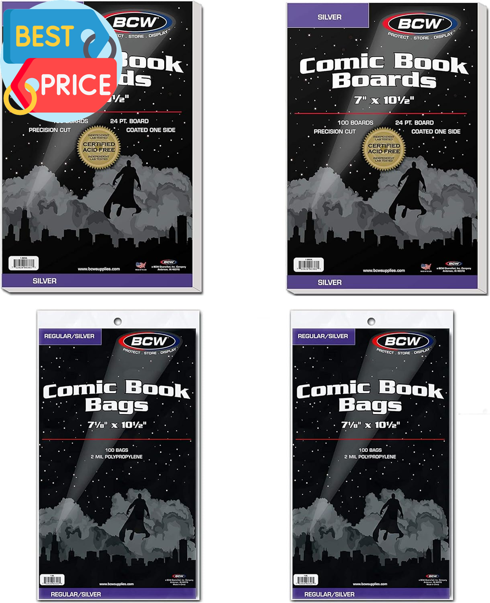 BCW Silver Age Comic Backing Boards - Acid-Free, 24-Point, 7x10.5 Inches (Pack Of 200 Boards)