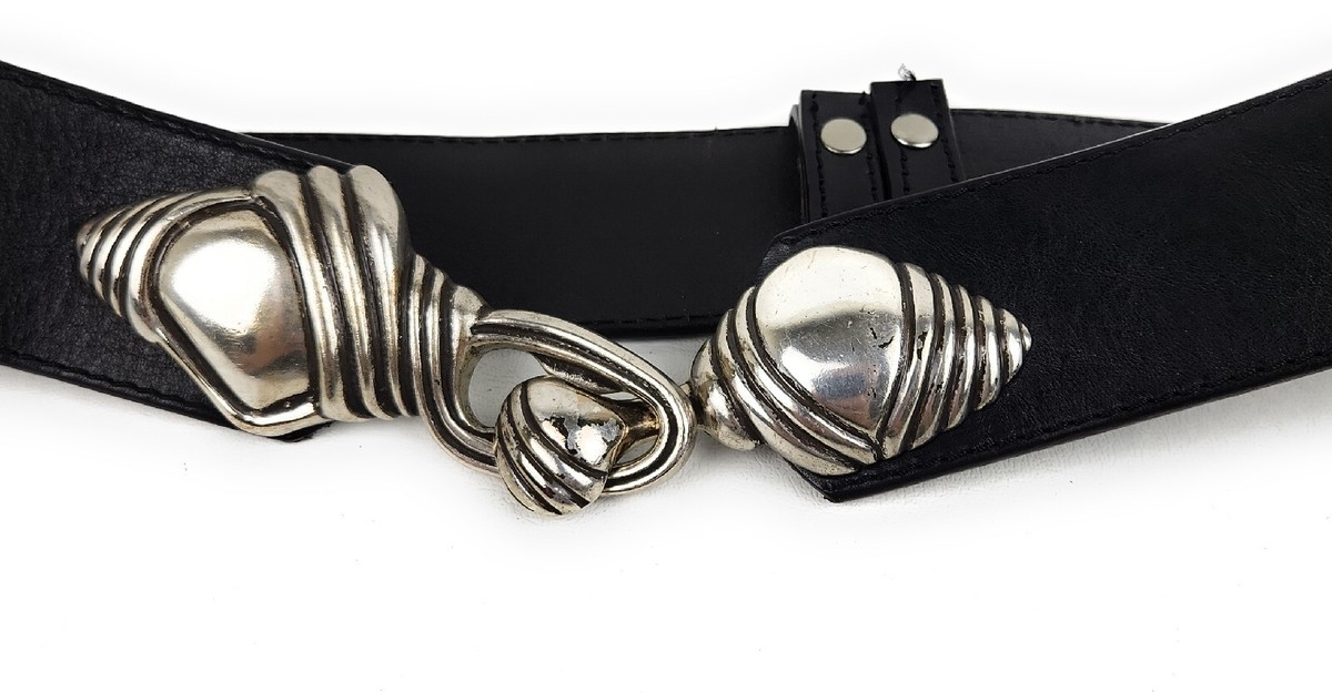 OLGA SANTINI Women M/L Hook & Loop Adjustable Black Western Belt Pebbled Leather Olga Santini Belts - Etsy main image 4