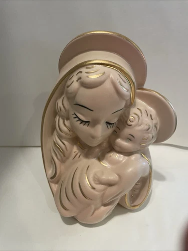 Hull USA Madonna Child Planter  26 Blush Pink Vintage 1940s