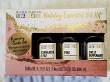 Aura Cacia Holiday Essential Oil Kit 3 0.25 fl oz Box Pine Cinnamon Peppermint
