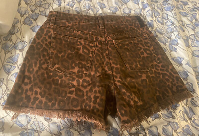 Alexander Wang Palazzo Leopard Print Denim Shorts Size 25 Fab! | eBay