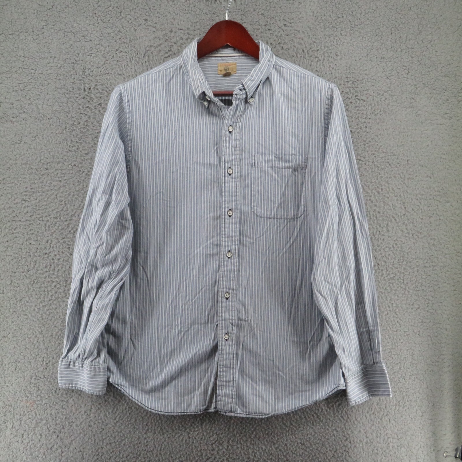 TREVERO Men's Dress Shirt Size L Button Down Long Sleeve BLUE/WHITE