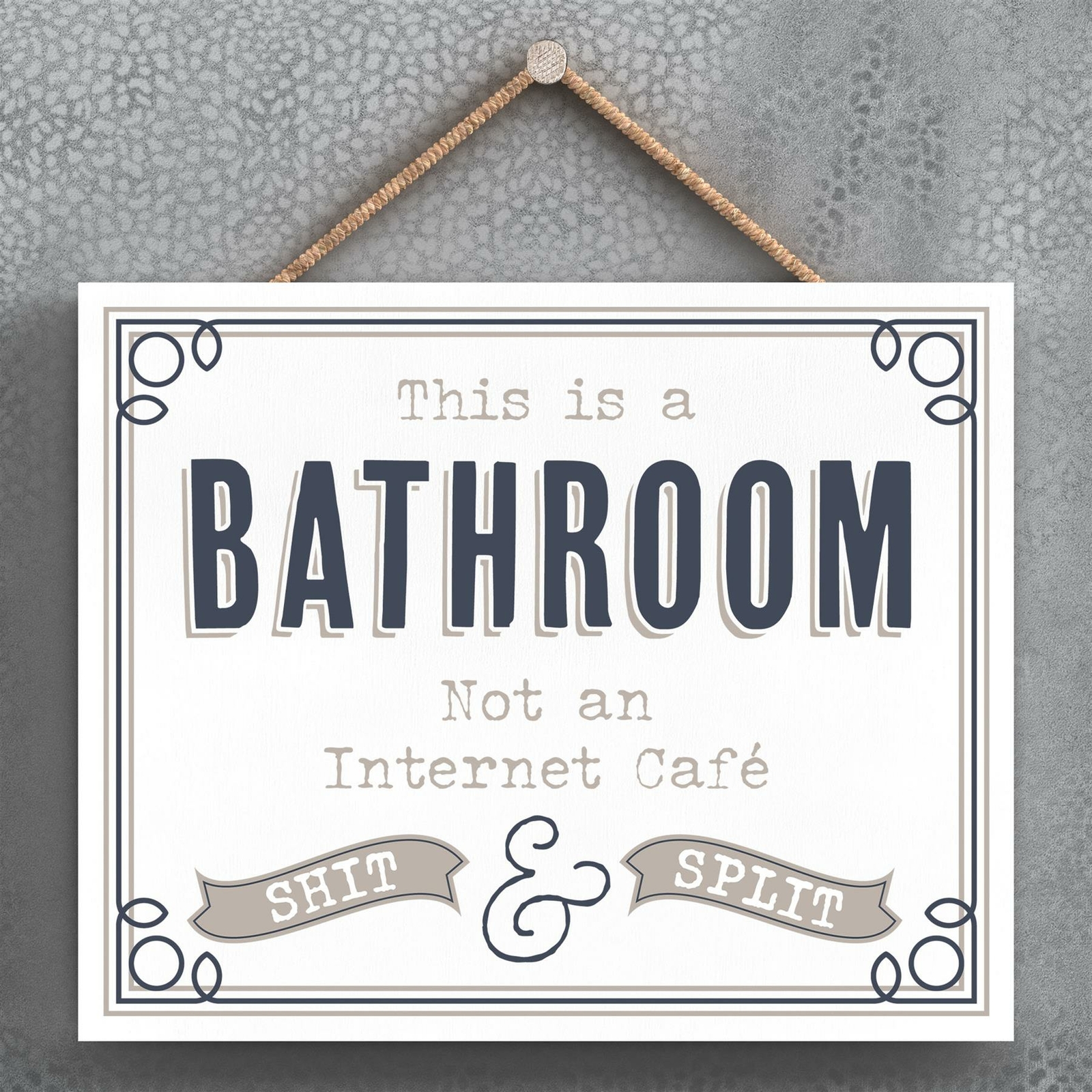 NOT INTERNET CAFE MODERN GREY TYPOGRAPHY HOME HUMOUR WOODEN HANGING PLAQUE