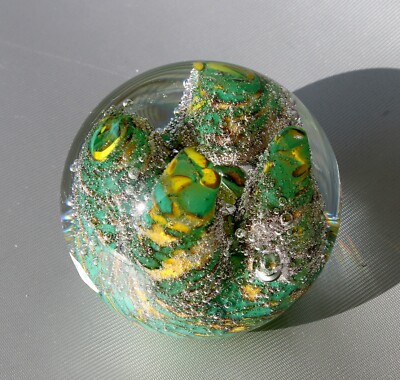Art Glass Briefbeschwerer, Paperweight, Traumkugel, H. ~7,5cm, ~ 700g, ~ 1997