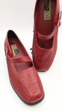 Beacon Euroflex Red Leather Mary Jane Style Comfort Shoes Size 7.5