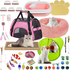 47PCS Kitten Essentials Starter Kit, Ideal for Cats under 6 Months, Featuring 21