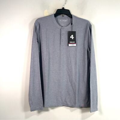 FOURLAPS Long Sleeve Radius Henley, Size S - Grey Heather Men's