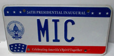Plaque d'immatriculation inaugurale présidentielle Bush/Cheney 54e 2001 "MIC"