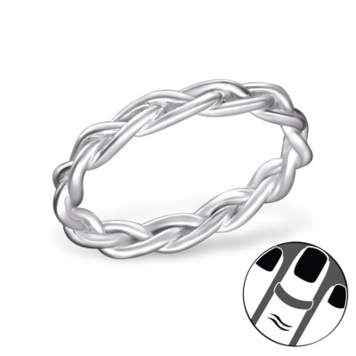 TJS 925 Sterling Silver Midi Ring Braid Weave US Size 3.5 Fine Body ...