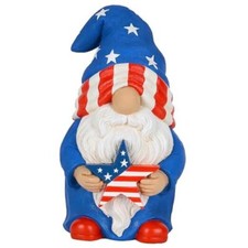 Garden Gnome - USA Patriotic Gnome Figurine - 9 Inch Tall Lawn Statue - for