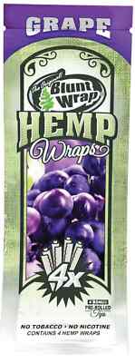 Original B Wrap Rolling Paper - Grape Flavor - 1 Pouch, 4 Per Pouch + Tips!