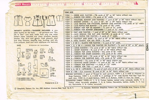 1950s Vintage Simplicity Sewing Pattern 1443 Easy Infant Layette Set w Boat App - Picture 4 of 6