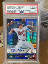 Spencer Strider - 2020 Prizm - AUTO - Blue/Carolina Blue Hyper  PSA 10