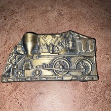 VINTAGE STEAM ENGINE / TRAIN - BRASS BELT BUCKLE -OLDER, NUMBERED