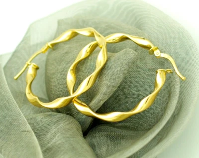 30 mm CREOLEN 750 Gelbgold 18 KT Gold *rund und gewellt* 🧡 trendy 💛 - Bild 1 von 4