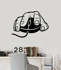 Vinyl Wall Decal Gamer Hand Computer Mouse Geek Teen Room Sticker Mural (ig5201)