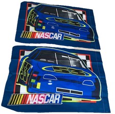 Set of 2 NASCAR The Bibb Co. Standard Pillowcases Blue #53/#63 Two Sided USA