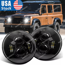 For Land Rover Defender 90 110 Pair 7" inch Round LED Headlights DRL Hi/Lo Beam