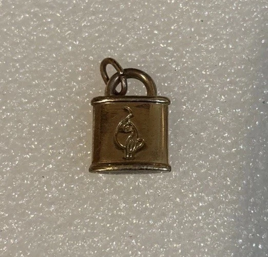 Y2K Baby Phat подвеска ожерелье браслет Cat замок золотистый тон - Изображение 2 из 4