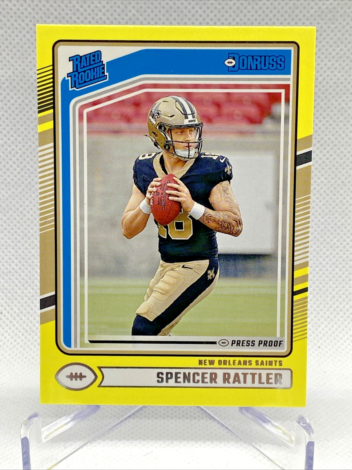 2024 Donruss #359 Spencer Rattler Press Proof Yellow RC Saints