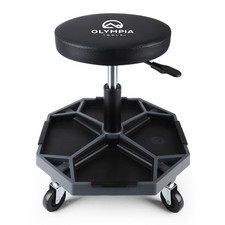 Olympia Tools Adjustable Hydraulic Rolling Mechanics Stool Removable Tool Tray