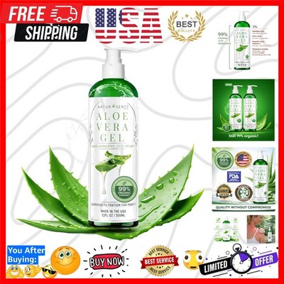 99% Organic Aloe Vera Gel for Face, Hair & Sunburn Relief   Cold Pressed Pure...