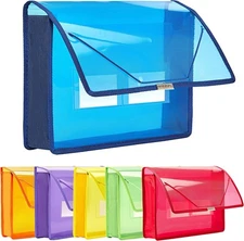 FANWU 6 Pack Plastic Expanding File Wallet Document Assorted Color-6 